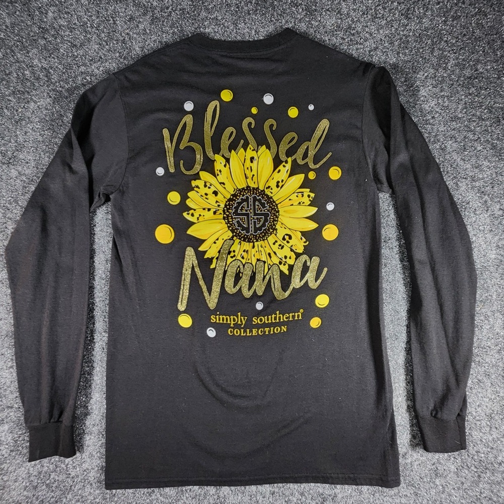 NWOT SIMPLY SOUTHERN BLESSED NANA LONG SLEEVE T-SHIRT SMALL BLACK‎